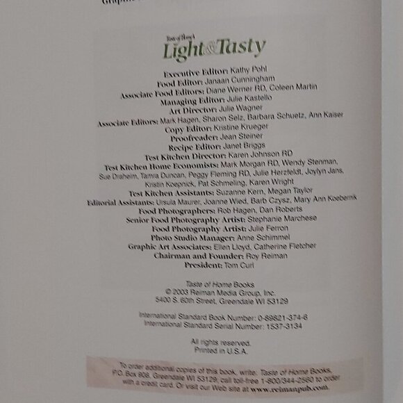 Taste of Home's Light & Tasty Annual Recipes 2003 Hardcover - Julie Schnittka - Picture 4 of 8